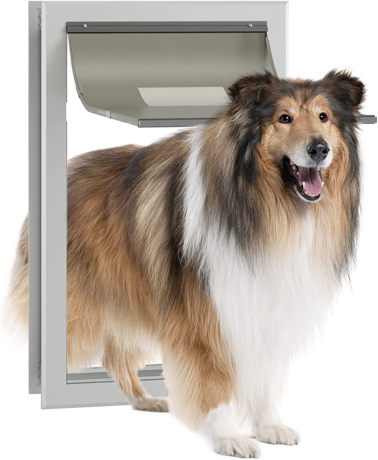 Dog Door Aluminum Pet Door with Automatic Closing Magnetic Flap, Telescoping Tunnel & Lockable Sliding Panel for Extreme Weather