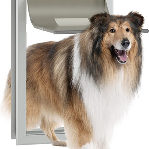 Dog Door Aluminum Pet Door with Automatic Closing Magnetic Flap, Telescoping Tunnel & Lockable Sliding Panel for Extreme Weather