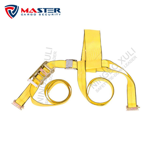 Auto car Hauler strap for trailer Tire Wheel Bonnet Cam Adjustable Tie-Down Strap with E-Track Fittings