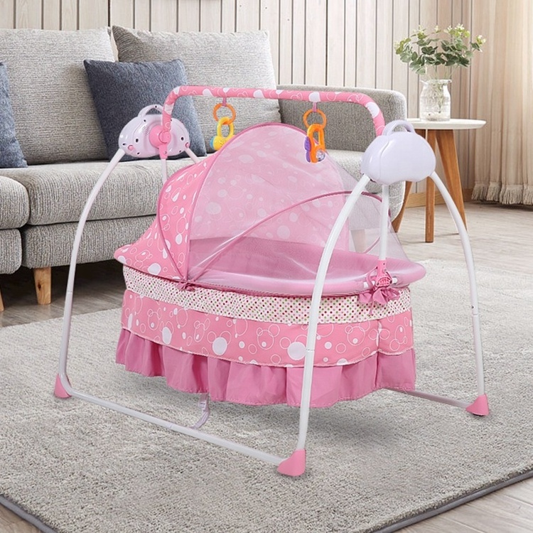 Easy carry mosquito net iron portable electronic automatic new born baby sleep cradle swing