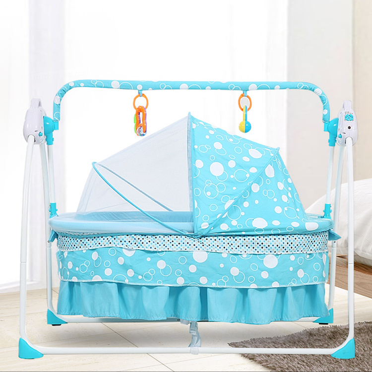 Easy carry mosquito net iron portable electronic automatic new born baby sleep cradle swing