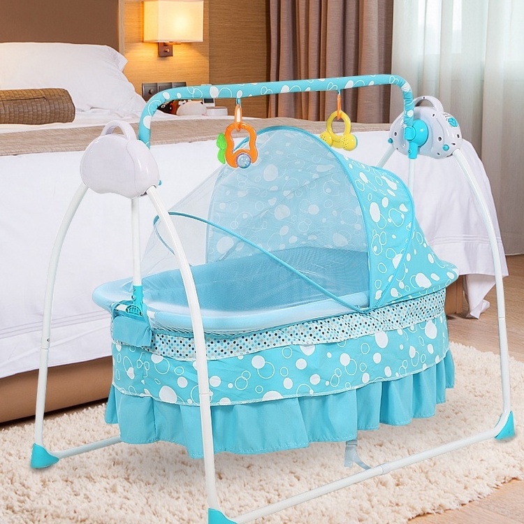 Easy carry mosquito net iron portable electronic automatic new born baby sleep cradle swing