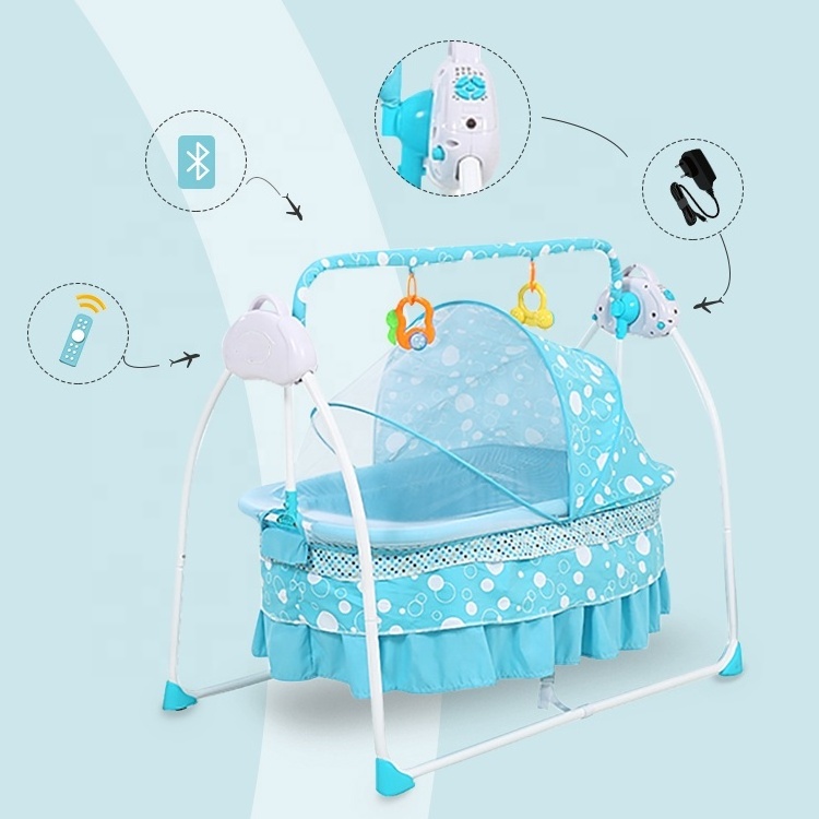 Easy carry mosquito net iron portable electronic automatic new born baby sleep cradle swing