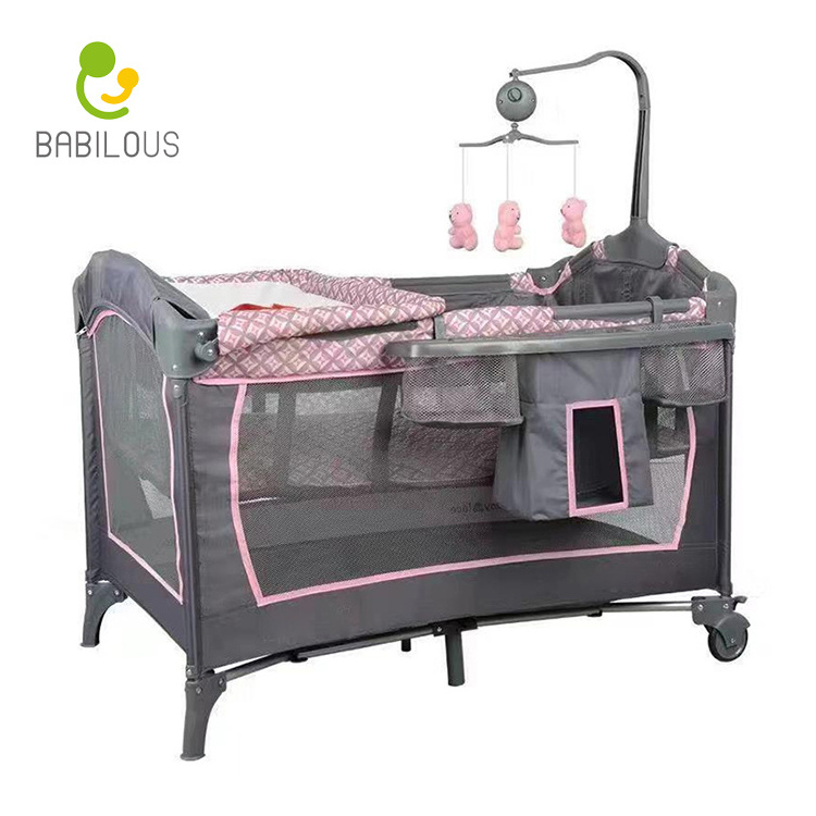 2020 Babilous wholesale bedside travel unique folding pack and play portable adult baby cribs