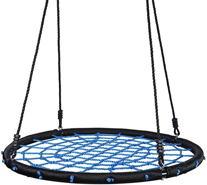 2020 new arrivals 100 cm fully assemble saucer spinning outdoor tree round rope spider bird nest web tree swing for kids