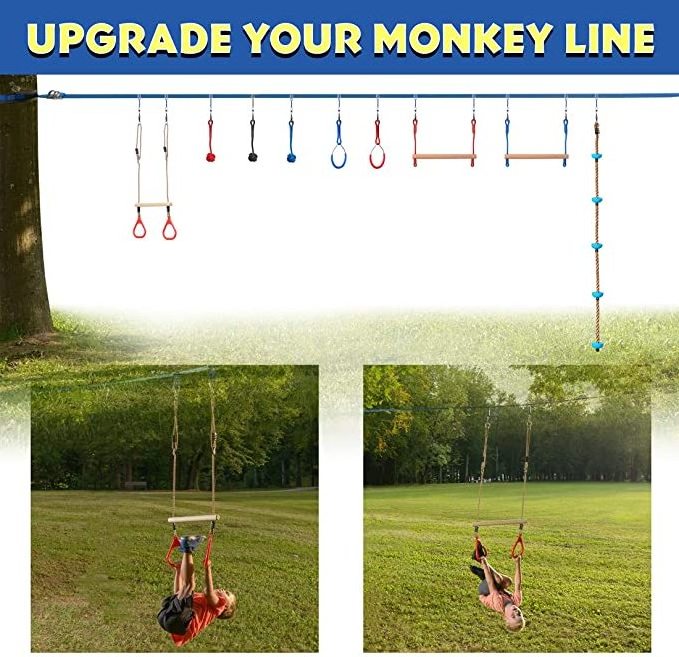 Warrior Obstacle Course Trapeze Swing Bar Attachment  Outdoor Playground Accessories Jungle Gym Monkey ring trapeze Line