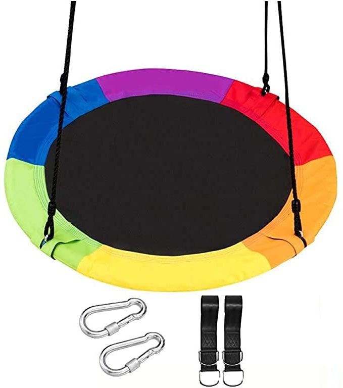 Saucer Tree Swing  Kids 40'' Circle Outside Round Platform Rope Swing Swivel Easy Setup Swing