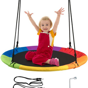 Saucer Tree Swing  Kids 40'' Circle Outside Round Platform Rope Swing Swivel Easy Setup Swing