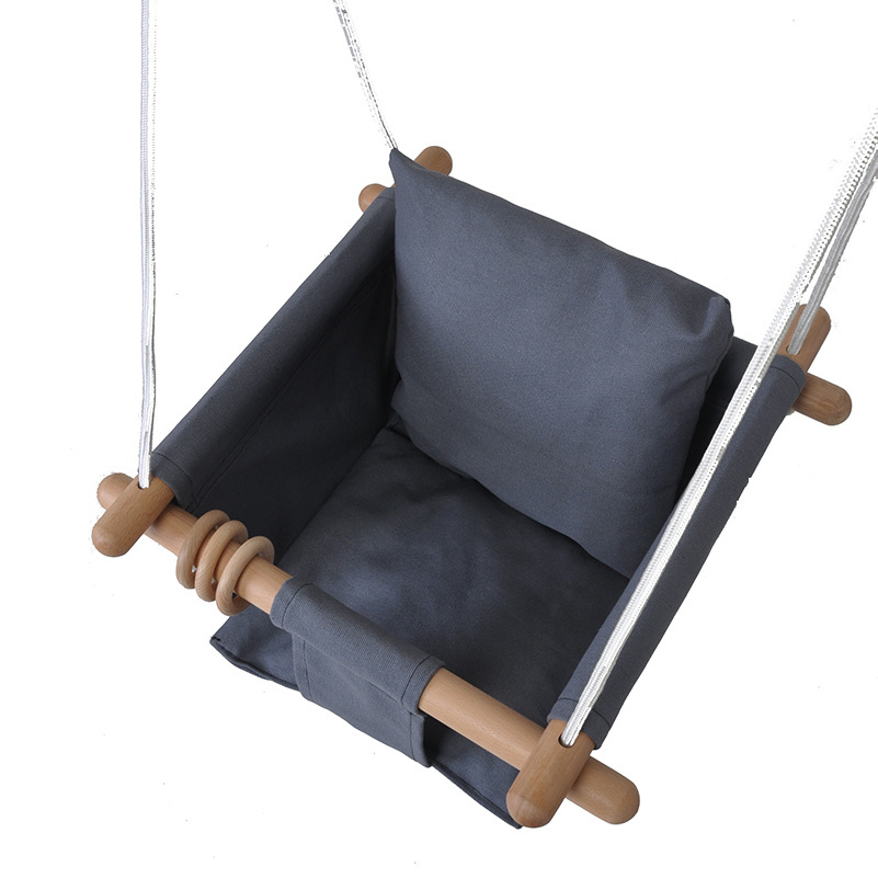 Length Adjustment baby Swing Seat with 100% Cotton Single Chair Wooden Bar Fabric Baby Swing