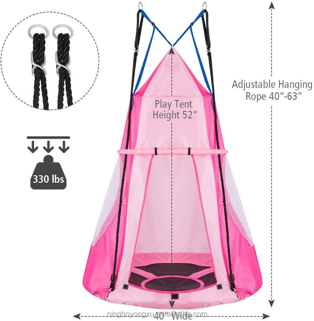 Backyard Round Hammock Nest Swing Foldable Hanging Sleeping Bed Canopy Tree Tent Swing For Kids