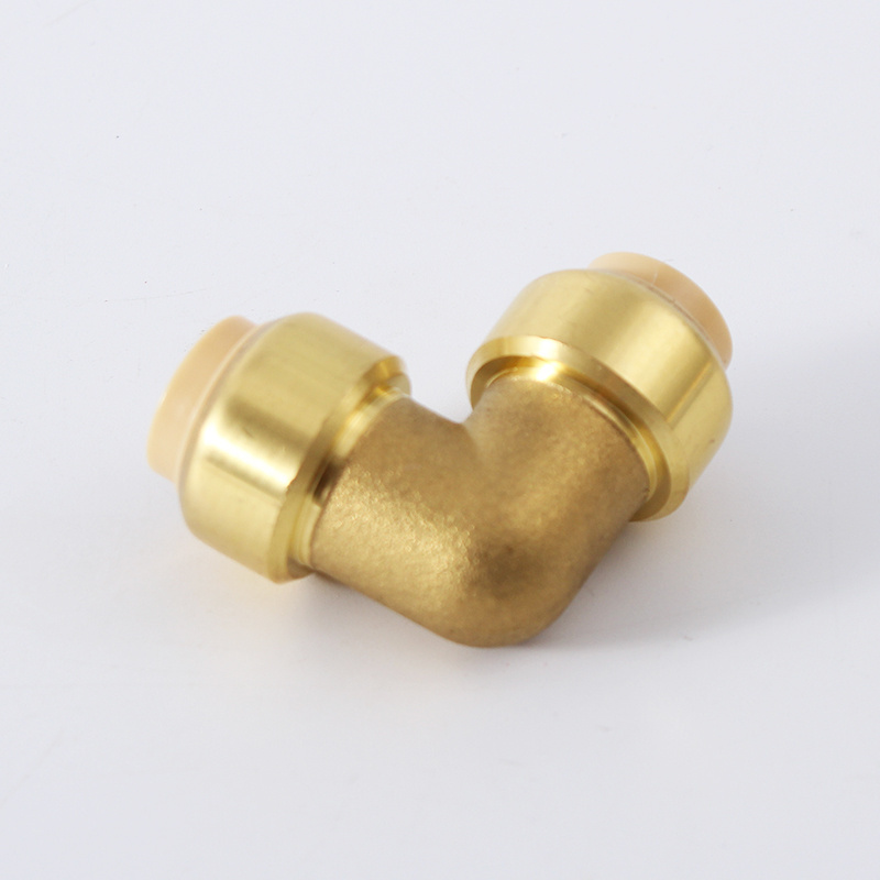 Plumbing Brass Push Fit Fittings Quick Release Bite Fittings Brass 90 Degree Elbow For Pex Water Pipe