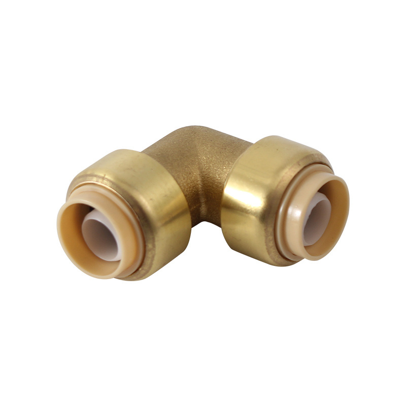 Plumbing Brass Push Fit Fittings Quick Release Bite Fittings Brass 90 Degree Elbow For Pex Water Pipe