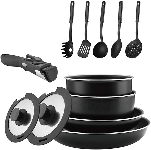 Factory Price Cookware sets non stick fry pan set aluminum cooking removable handle