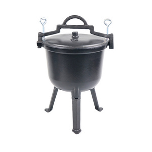 Wholesale 5 L Preseasoned Cast Iron Heavy Duty Camping Pressure Cooker Dutch Oven With Three Legs