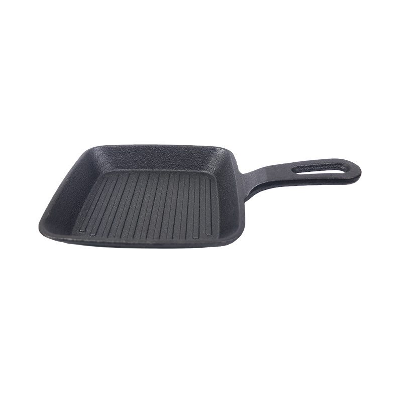 Outdoor bbq cookware cast iron grill pan non stick mini steak pan