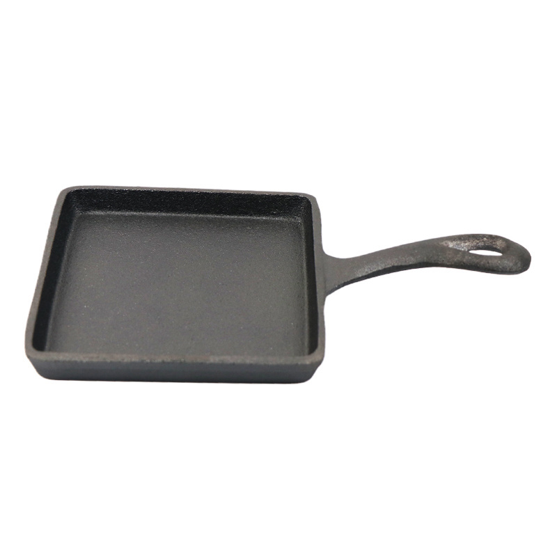 Restaurant outdoor cooking supply tableware cast iron bbq set square mini pan set