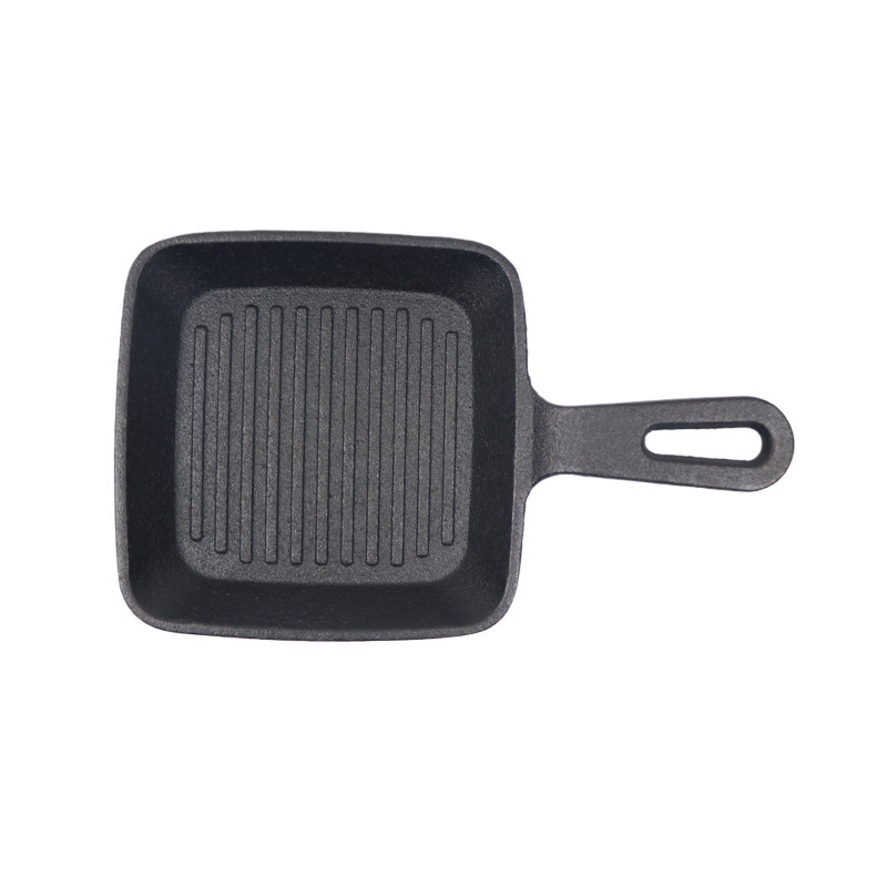 Restaurant outdoor cooking supply tableware cast iron bbq set square mini pan set