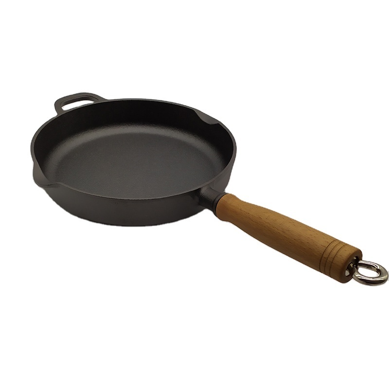 Cast iron cookware frying pan with removable handle