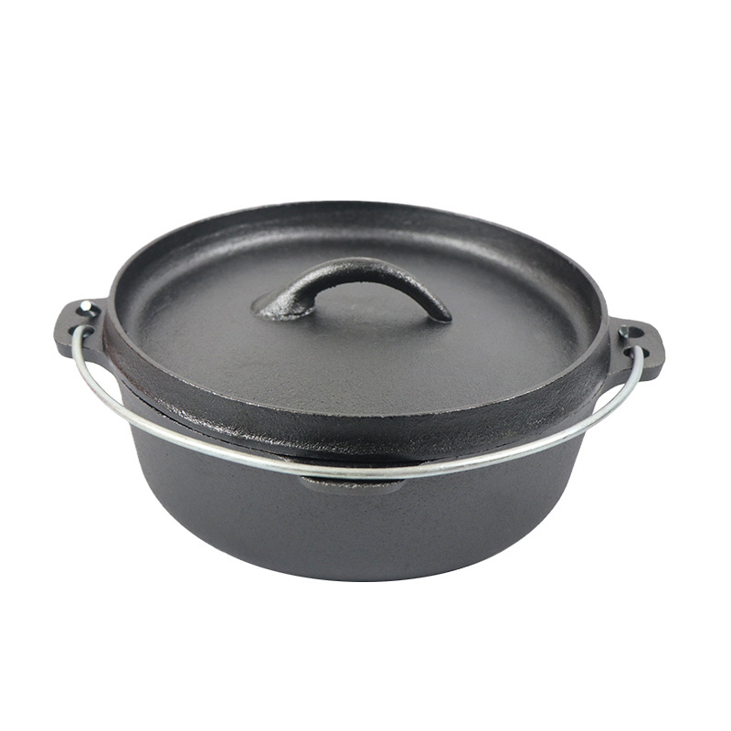 Hot Selling 20cm Small Camping Cookware 2.5 qt Preseasoned Cast Iron Dutch Oven Pot with Lid