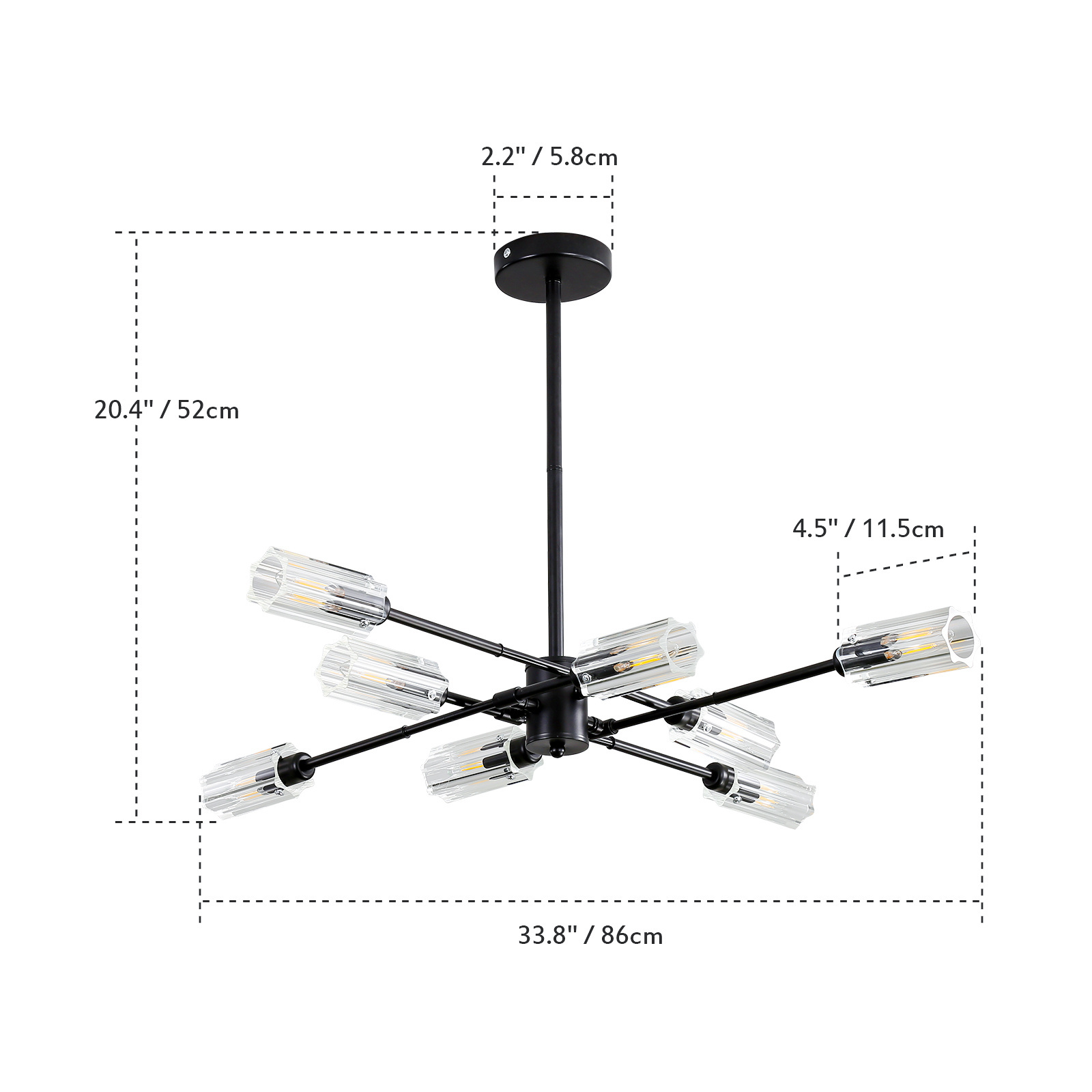 Chandelier Black Adjustable Modern Hanging Lamp Industrial Pendant Lighting LED Ceiling Light Fixture