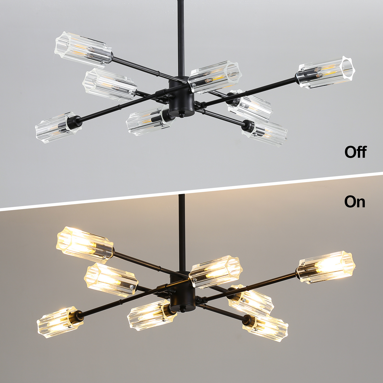 Chandelier Black Adjustable Modern Hanging Lamp Industrial Pendant Lighting LED Ceiling Light Fixture