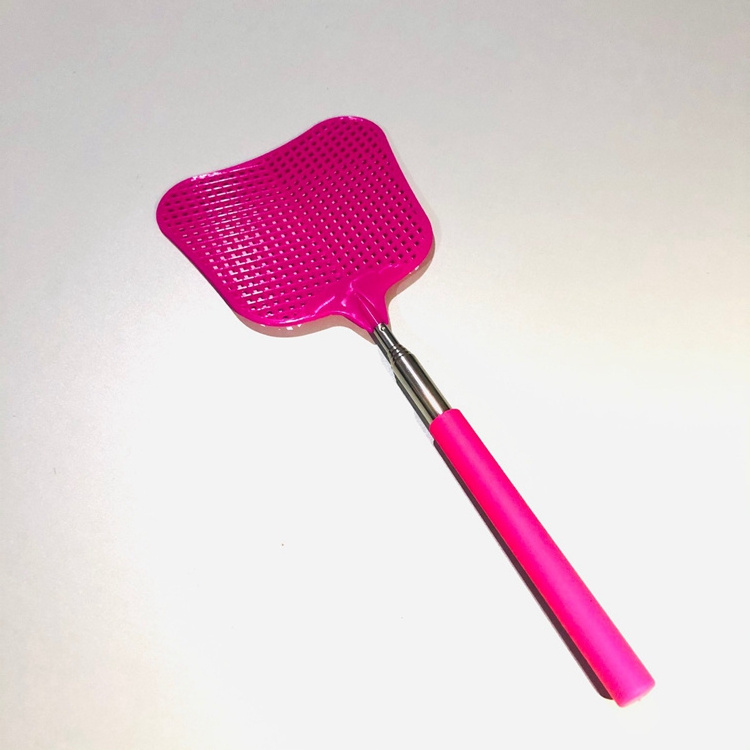 Manual pest control flyswatter racket long plastic handle extendable fly swatter for home