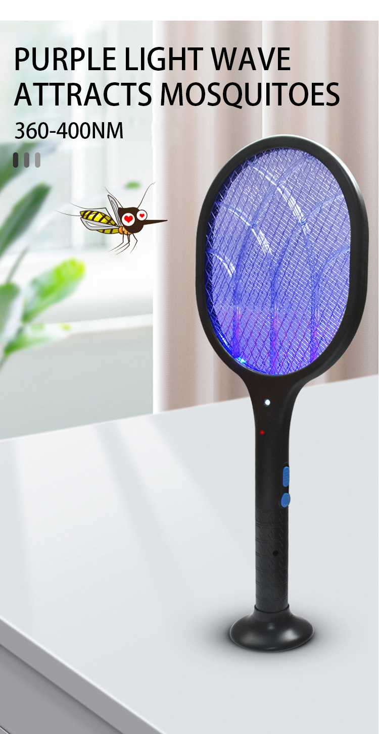 Rechargeable electric fly swatter mosquito killer lamp racket mosquito zapper racket high quality