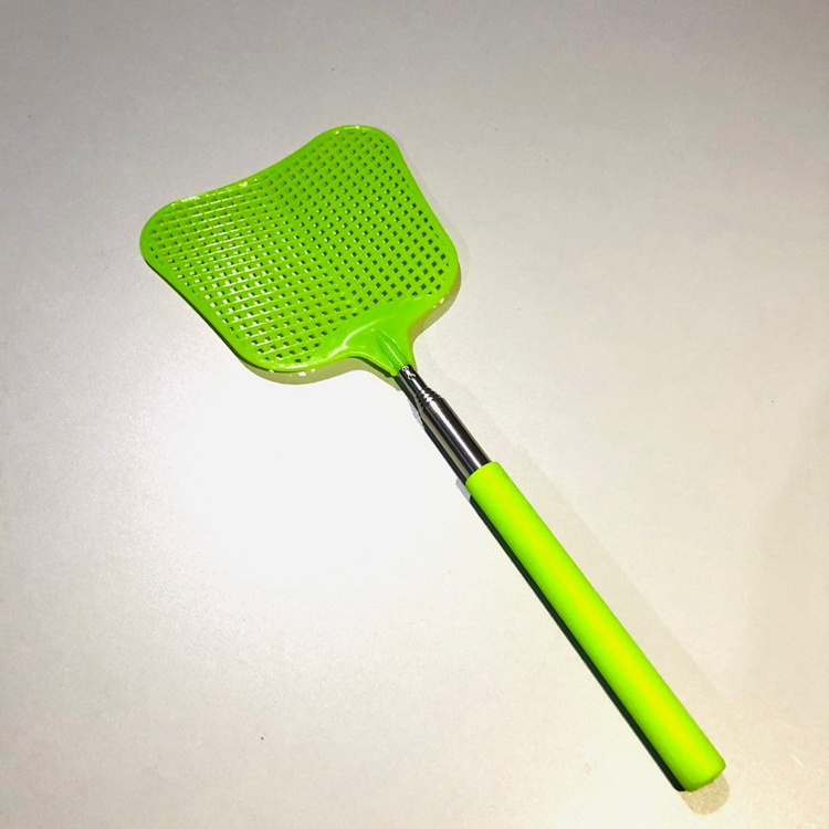 Pest control reusable long handle adjustable plastic extendable telescopic fly swatter with grabber