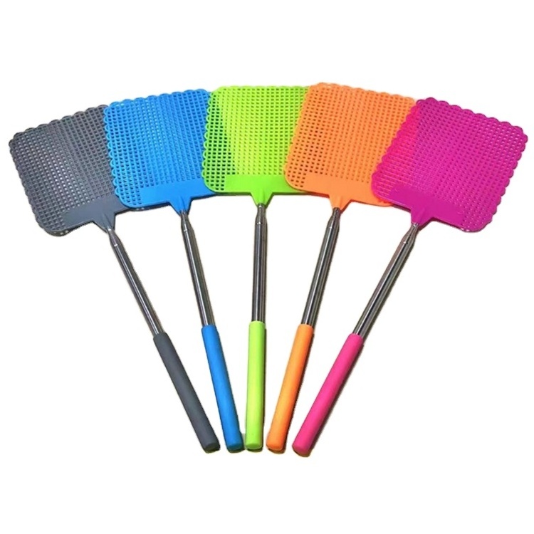 Insect pest control extendable fly catcher telescopic plastic retractable fly swatter with long handle