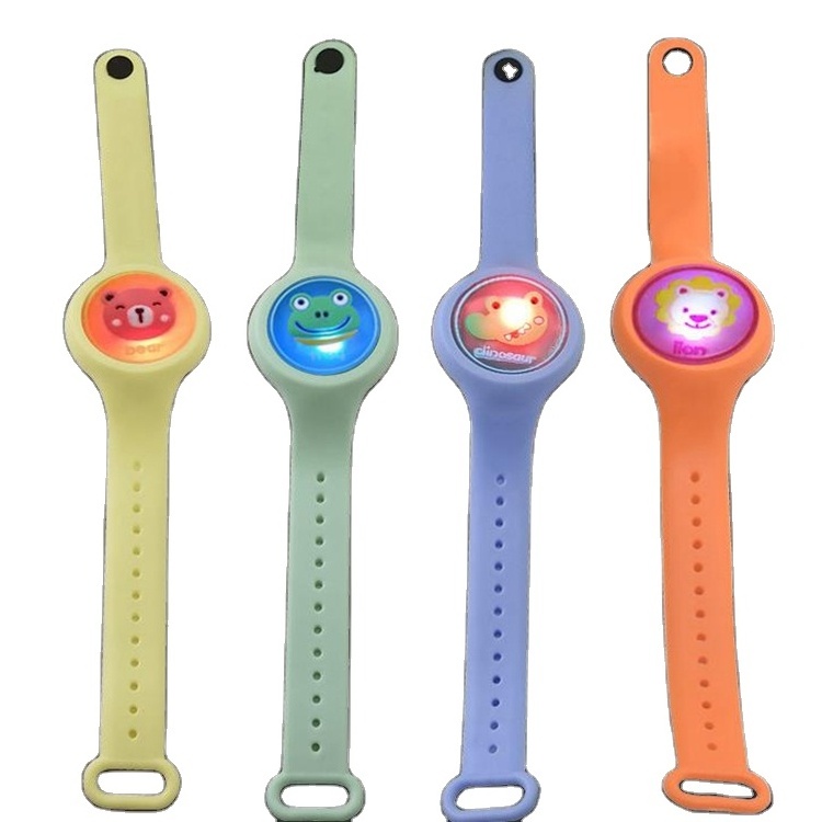 Led bright watch shaped plant essential oils silicone anti-mosquito mosquito band repellent bracelet for kids