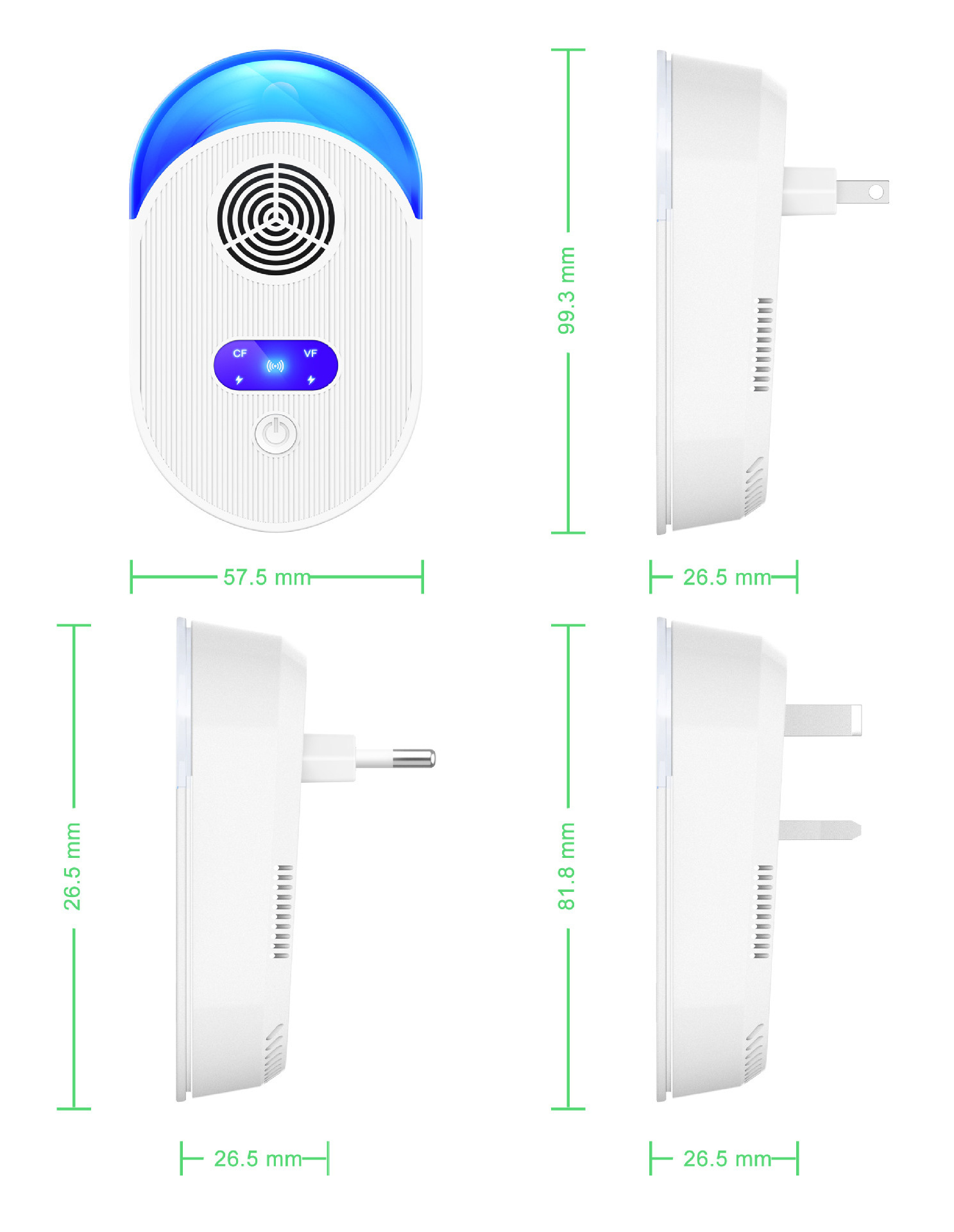 New physical electronic pest control ultrasonic mosquito killer mouse insect repellent device with led light