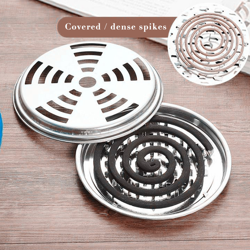 Summer mosquito coil stand metal tray stainless steel mosquito coil holder with cover