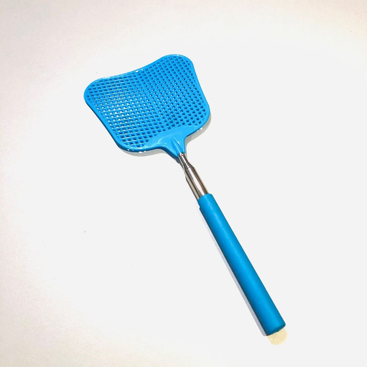 Manual pest control flyswatter racket long plastic handle extendable fly swatter for home