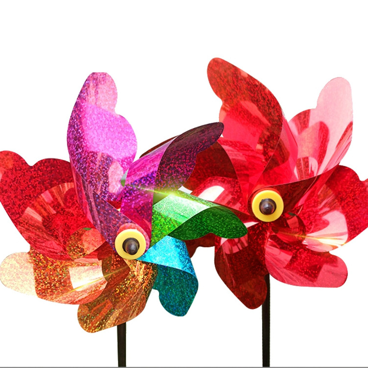 Reflective spin bird scarer pinwheel outdoor decoration plastic garden bird repeller windmills