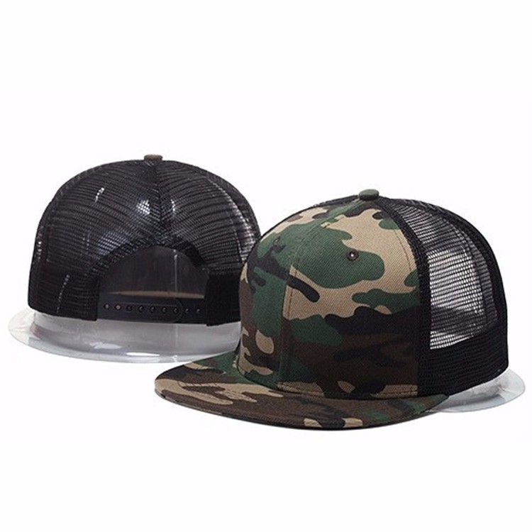 Trucker cap Mesh cap Flat Brim Embroidered Logo Camo Custom 3D Black Plain cap