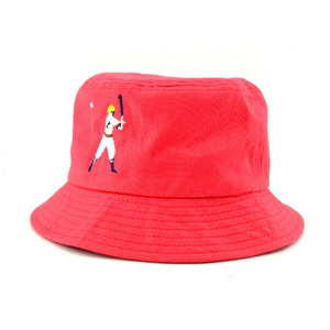 Red New Unisex Custom Embroidery Logo Cotton Wide Brim Fisherman Caps outdoor bucket hats