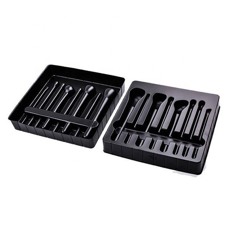 Black PS material clear tray  cosmetics blister blister make up  brush set  packaging