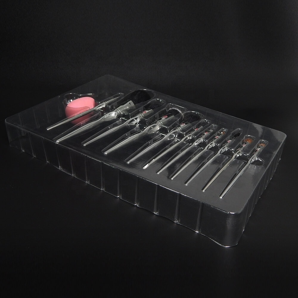 Black PS material clear tray  cosmetics blister blister make up  brush set  packaging