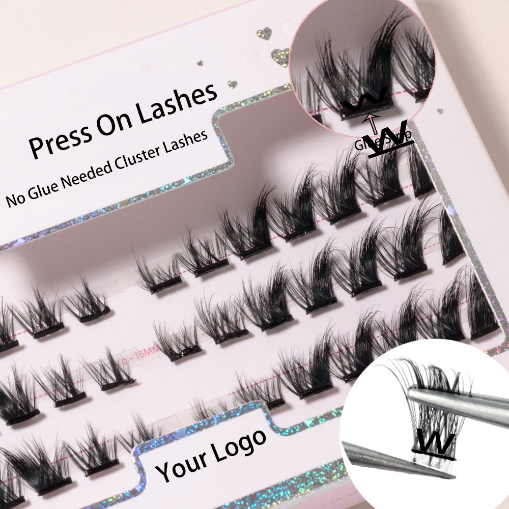 Press on cluster lash NO GLUE NEEDED diy lash extension kit pre- bond technology diy lashes press-on falsies eyelash