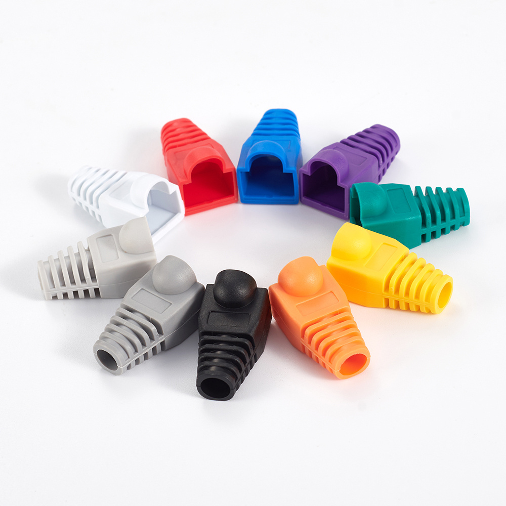 100pcs per Bag 8P8C Protect Cat5 Cat6 RJ45 Modular Plug Cover OD 6.5  PVC Colorful Connectors Boots