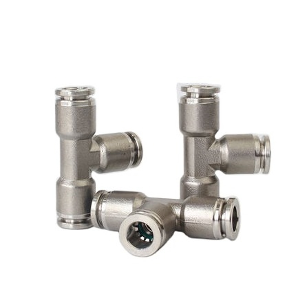 MPT Series 3 way tee type one touch push in connector pneumatic quick air hose metal fittings