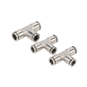 MPT Series 3 way tee type one touch push in connector pneumatic quick air hose metal fittings