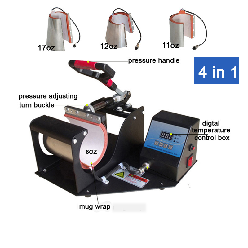 4 In 1 Mug Logo Printing Machine Sublimation Mug/Bottle Heat Press Machine