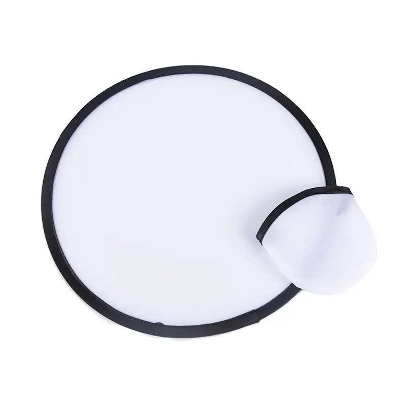 25cm Blank White Polyester Round Foldable Pop Disc Fan With Pouth For Sublimation