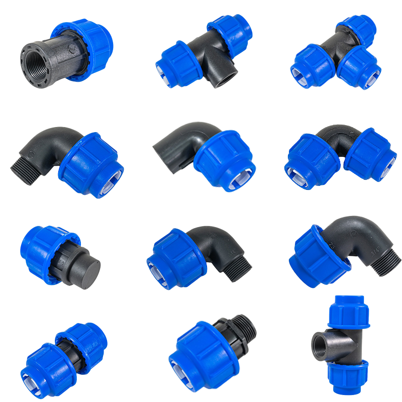 factory wholesale PP compression fittings water pipe connection quick connect PE tube connector PE PP HDPE Pipe Fittings