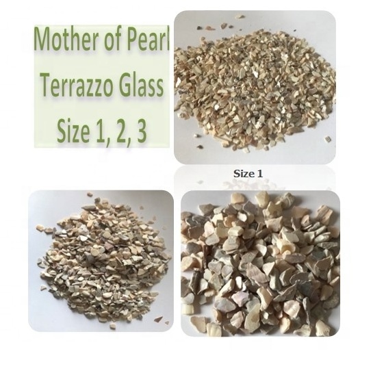 Crushed mother of pearl shell chips for terrazzo flooring