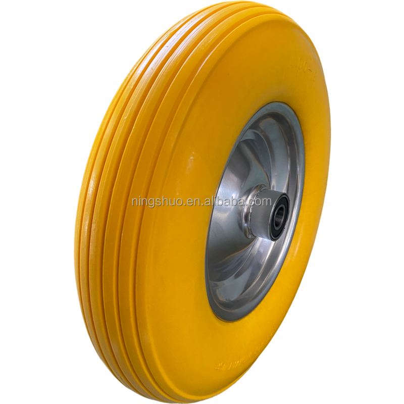 14 16IN 3.50-8 4.00-8 PU Polyurethane Foam Flat Free Wheelbarrow Wheel and Tires for Wagon Cart Lawn Mower Hand Trucks