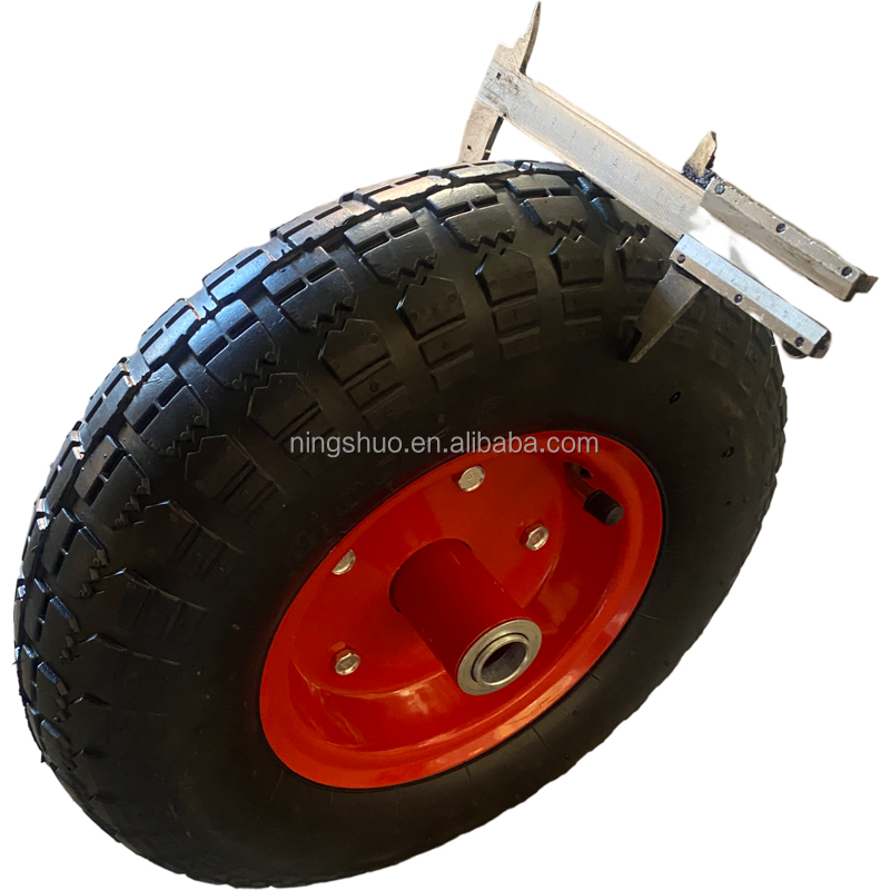 Manufacturer High Quality red metal rim hand truck replacement tires 4.00-6 wheelbarrow air 13 inch pneumatic rubber wheels