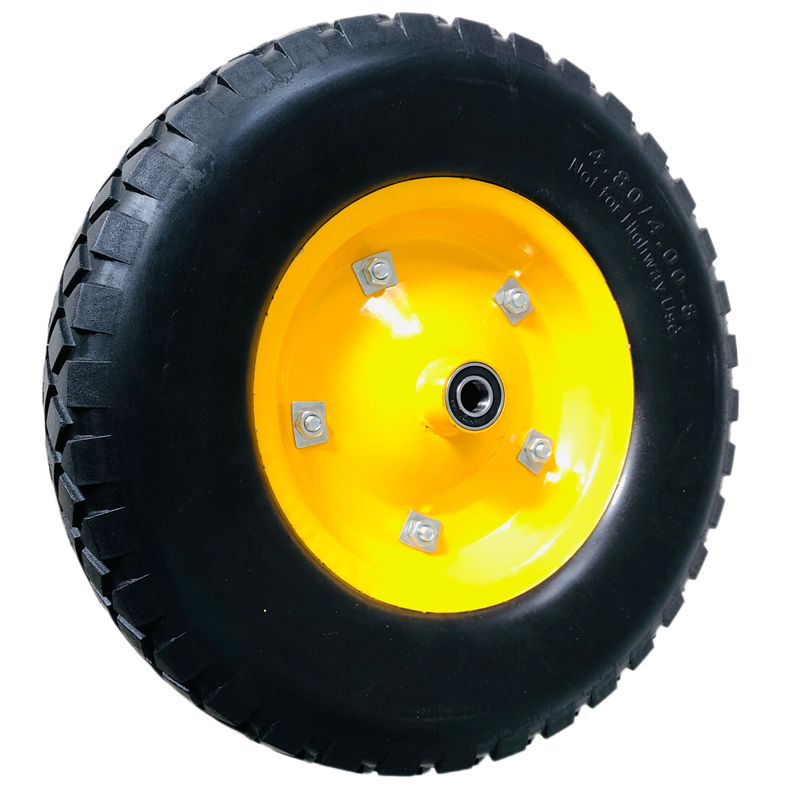 solid PU foamed wheels inflation free 4.80/4.00-8 wheel tyre polyurethane tire wheelbarrow high quality 5/8 Axle For  Cart Wagon