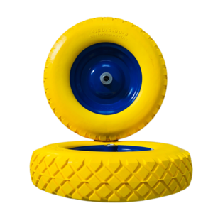 High quality Factory 16 Inch Flat Free Puncture Proof Tires With Solid Axle 4.80/4.00-8 Pu Foam Wheelbarrow Wheels